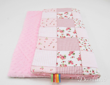 Kocyk MINKY - patchwork różowy / róż